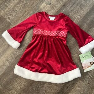 Bonnie Jean Smocked Santa Dress-Size 2T